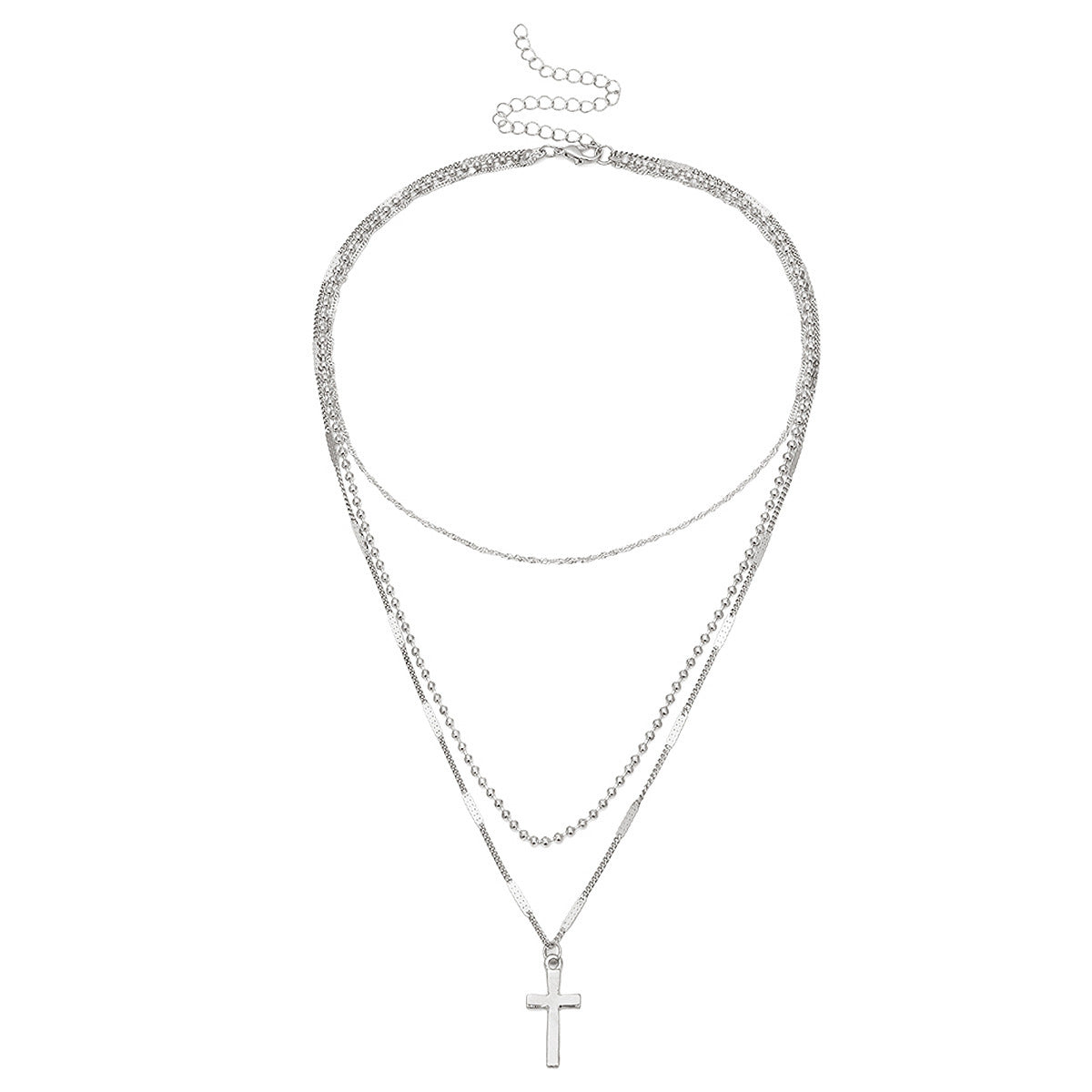 Vintage cross multi-layer necklace