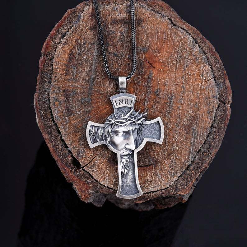 Cross necklace leather rope