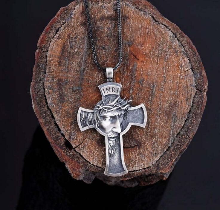 Cross necklace leather rope