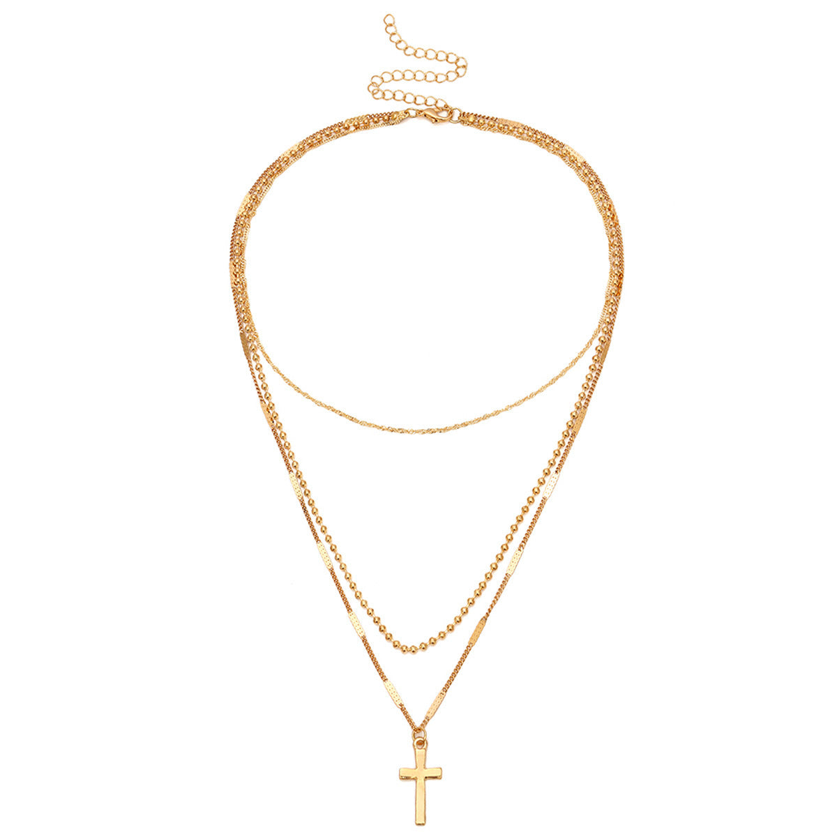 Vintage cross multi-layer necklace