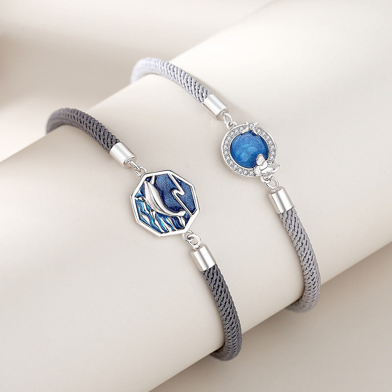 A Pair Of Whale Lovers Bracelets In Sterling Silver