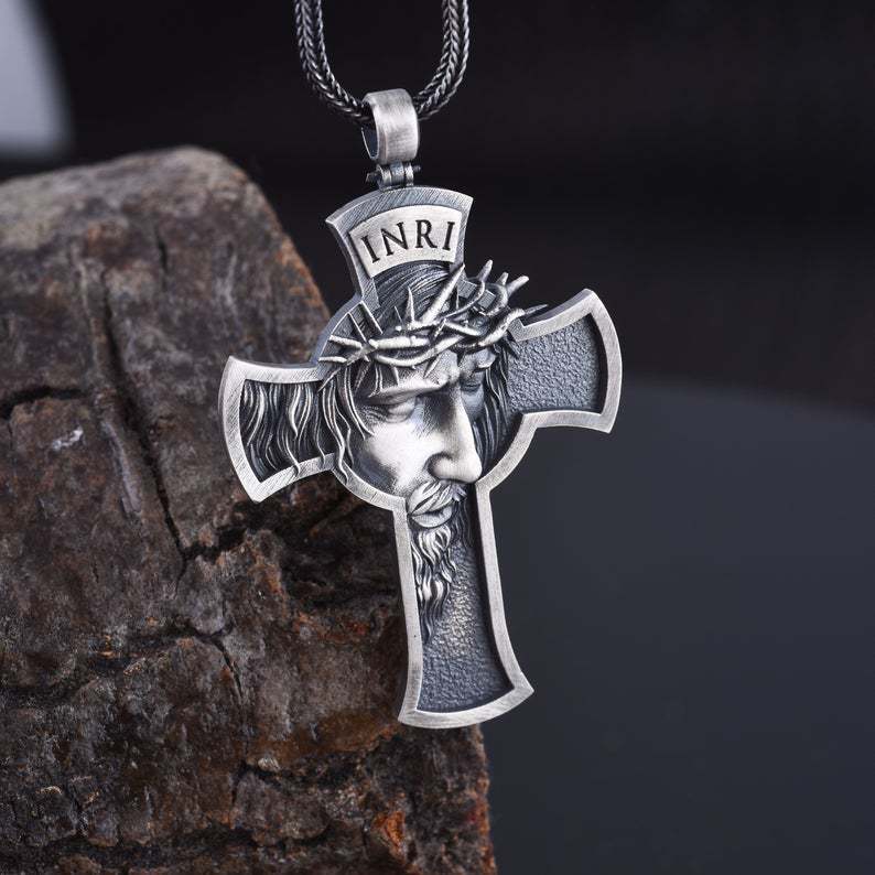 Cross necklace leather rope
