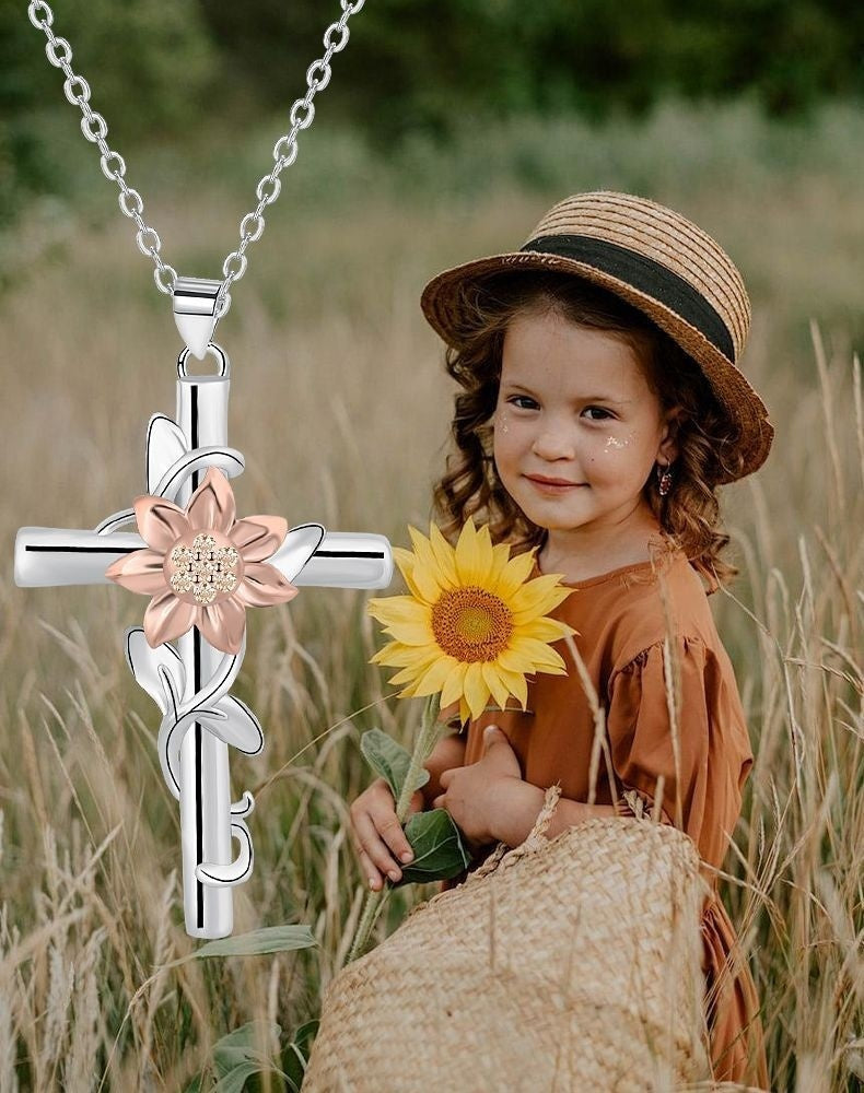 Sunflower Cross Necklace