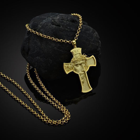 Cross necklace leather rope