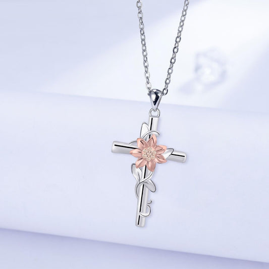 Sunflower Cross Necklace